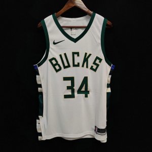 Giannis Antetokounmpo Milwaukee Bucks White 34 Jersey Player Version